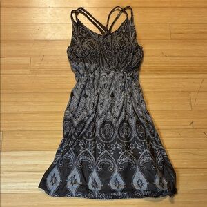 Grey Patterned Women's Dress Sundress Padded